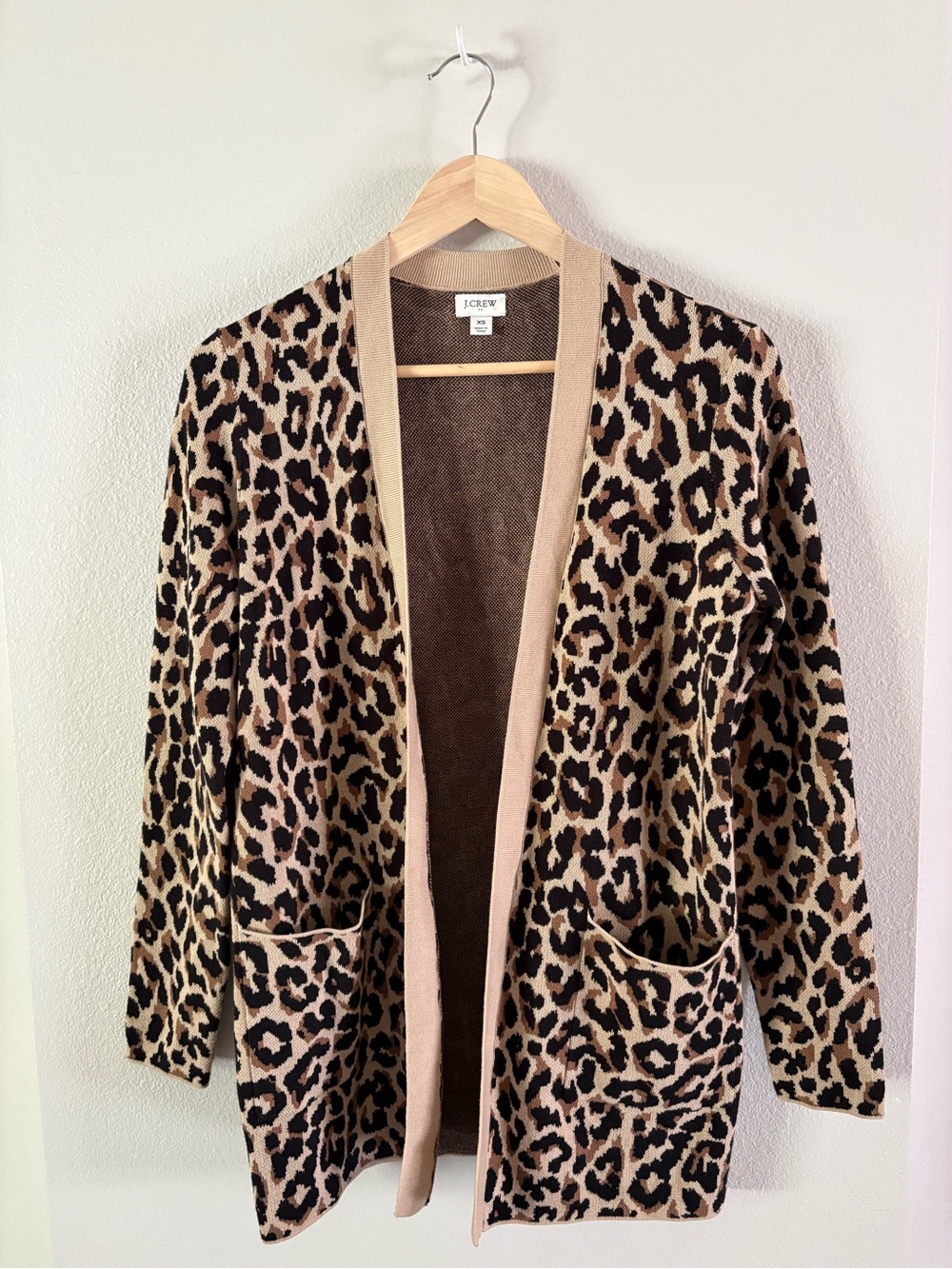 J. Crew Leopard-Print Open Cardigan in Tan and Black